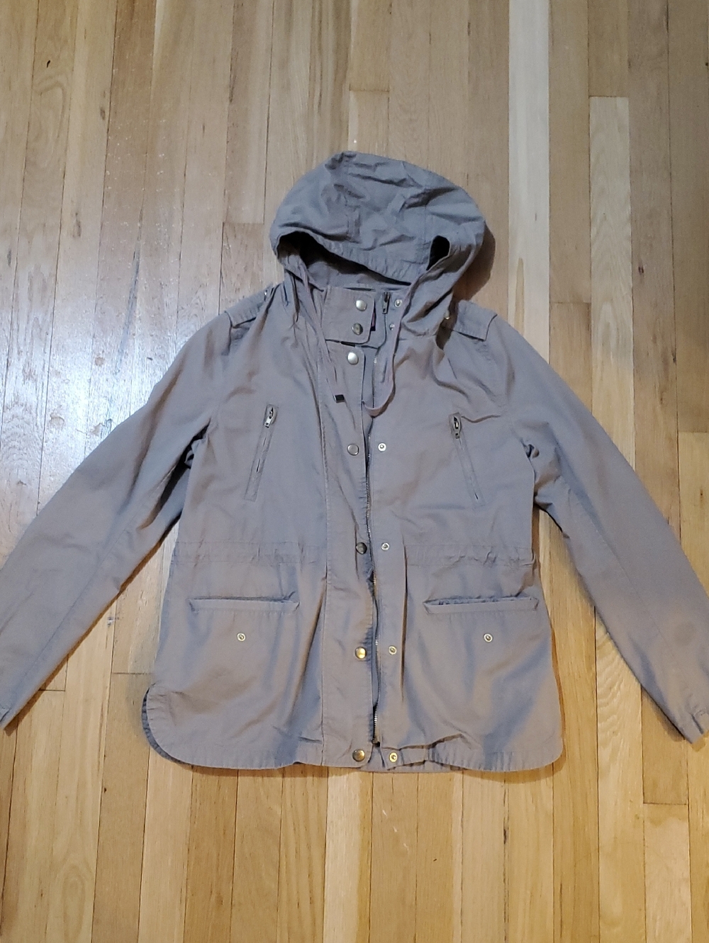 Light Taupe Tan Cotton Jacket with Hood